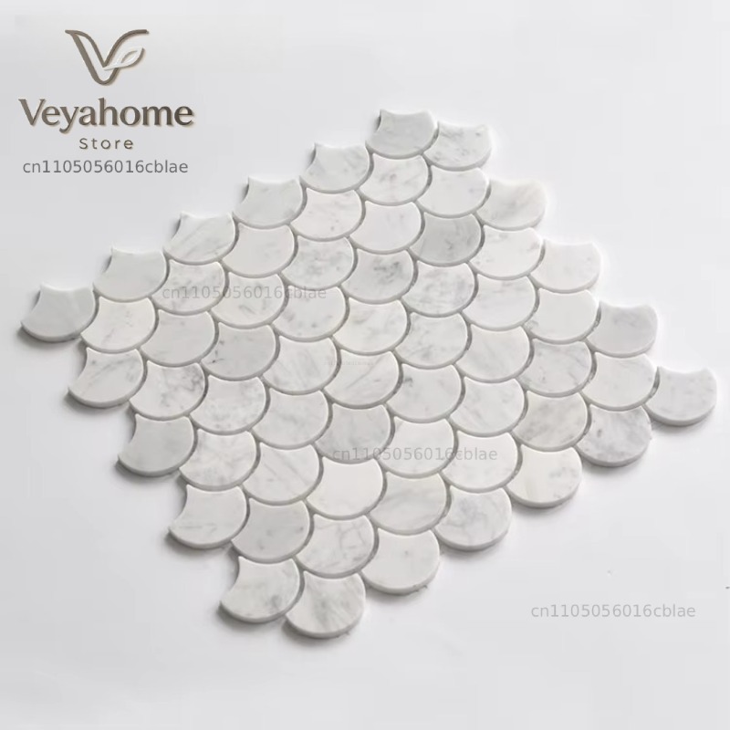 Home Bathroom Floor Tiles - Piastrelle a Mosaico Effetto Squame di