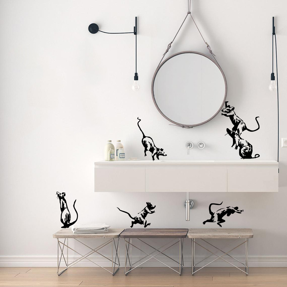 Home Bathroom Floor Tiles - 5 pezzi Banksy Toilet Rats Wall