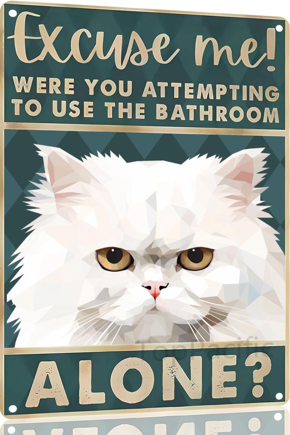 Home Alone Bathroom - Targhe in Latta Retrò Gatto Persiano