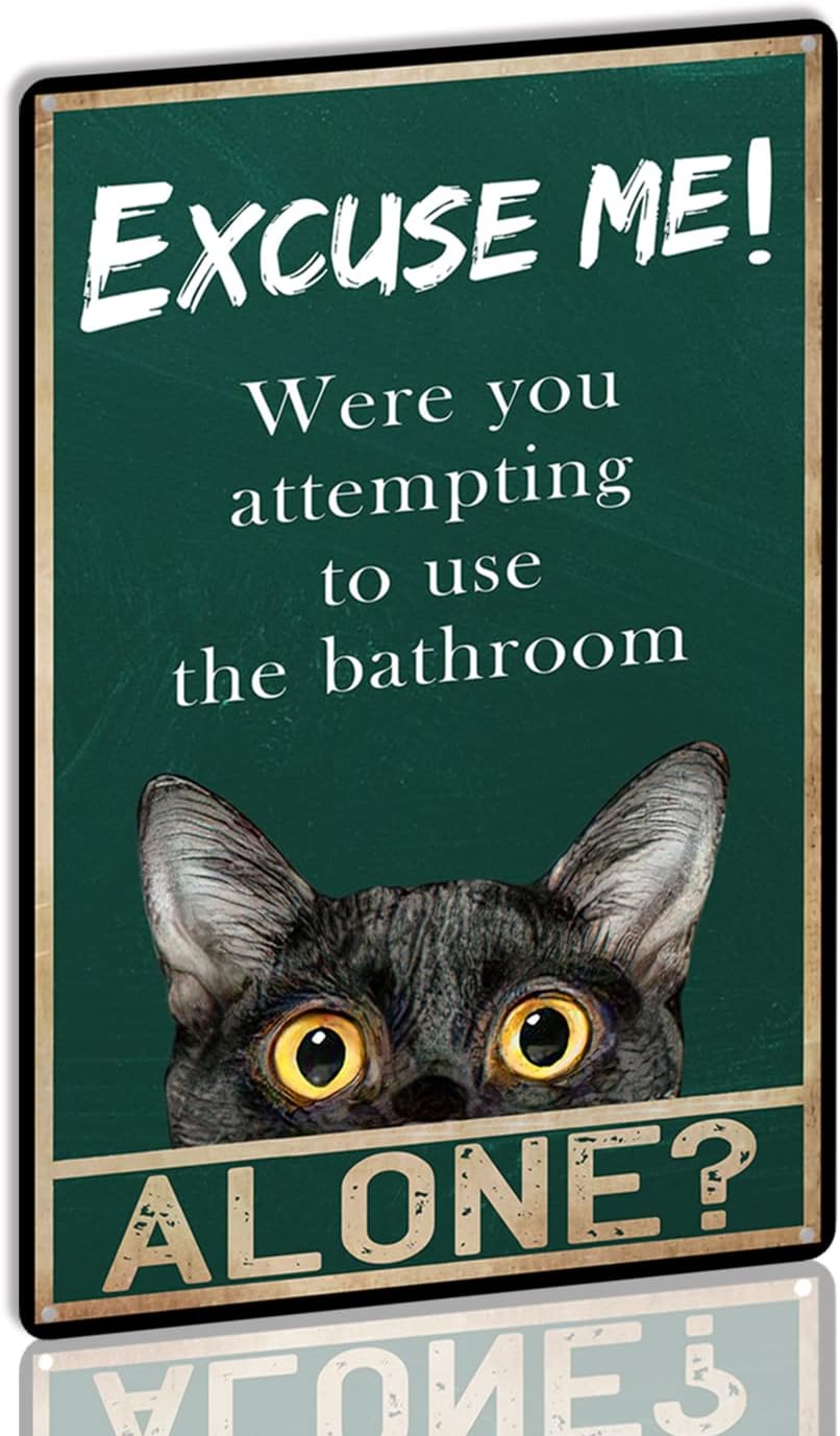Home Alone Bathroom - YLUYINOM Targa in metallo con gatto