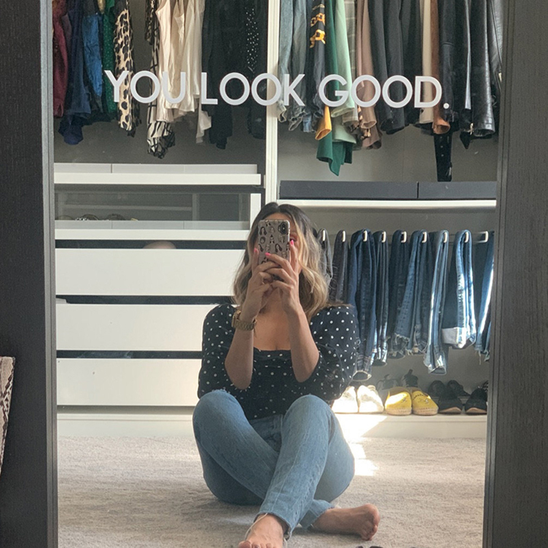 Home Bathroom Floor Tiles - You Look Good Mirror Wall Sticker