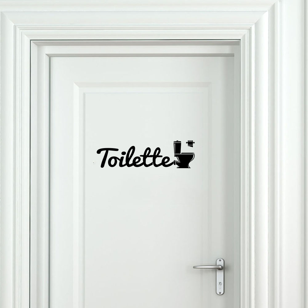 Home Bathroom Floor Tiles - Adesivo per porta del WC francese,