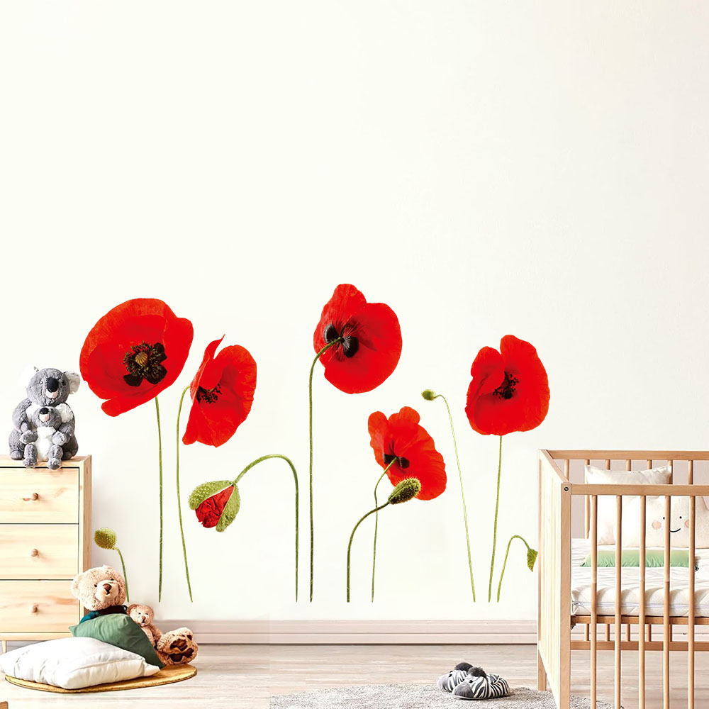 Home Bathroom Floor Tiles - Adesivi murali piante da fiore colorate