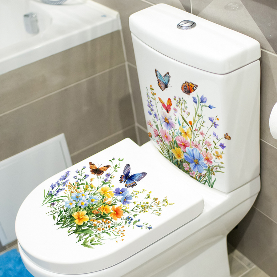 2 adesivi per WC con fiori fre - Home Bathroom Floor Tiles recensione e prezzo
