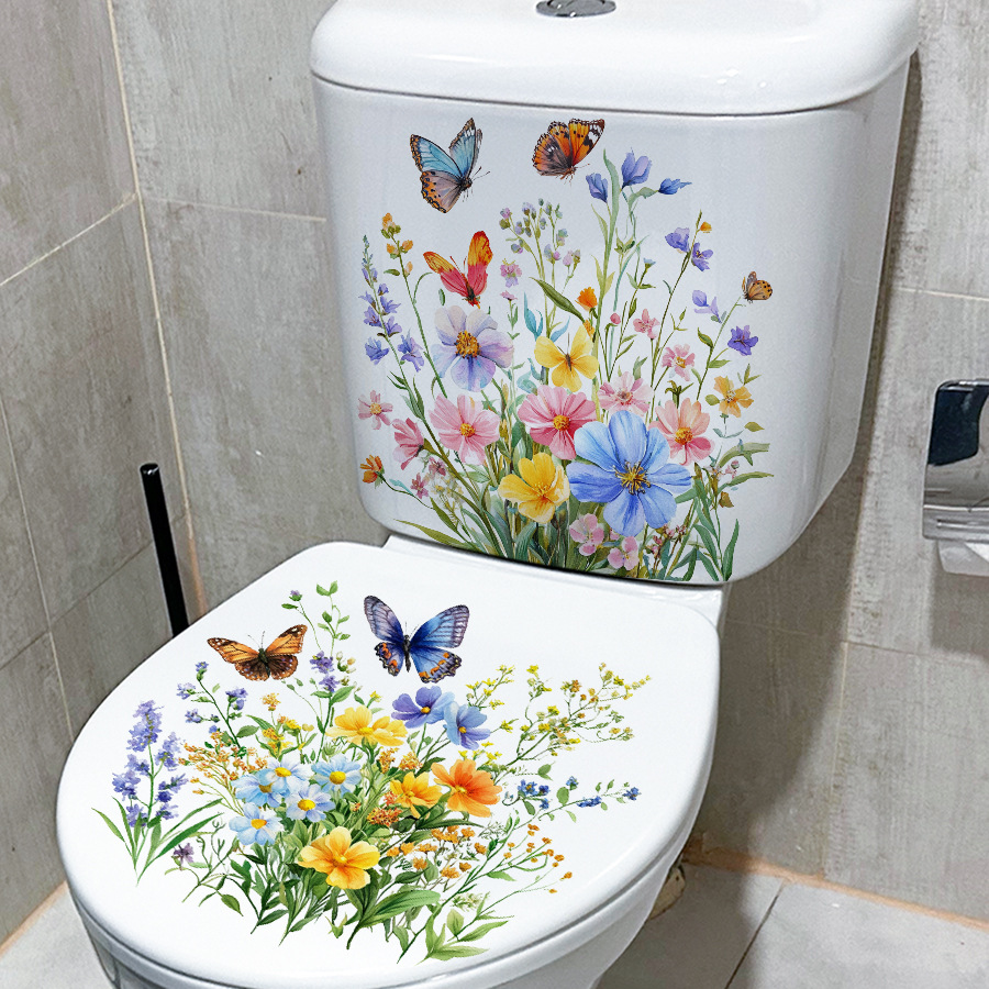 2 adesivi per WC con fiori fre - Home Bathroom Floor Tiles recensione e prezzo