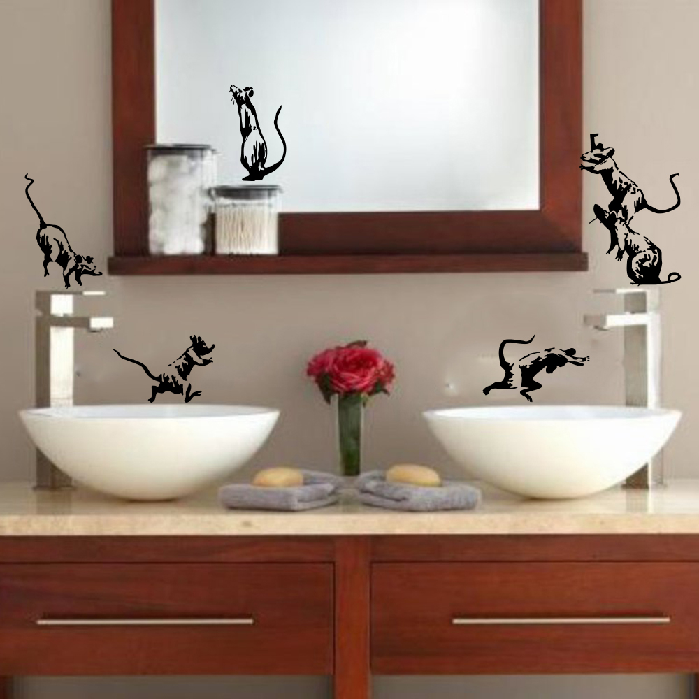 5 pezzi Banksy Toilet Rats Wal - Home Bathroom Floor Tiles recensione e prezzo